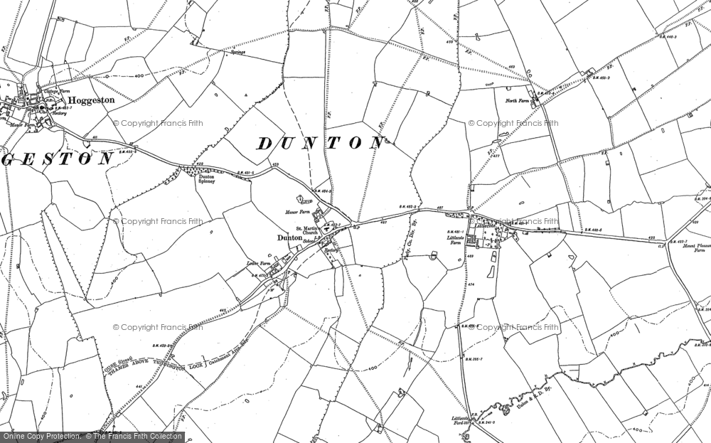 Old Map of Dunton, 1898 - 1923 in 1898