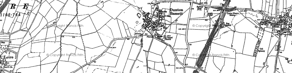Old map of Dunton Bassett in 1885