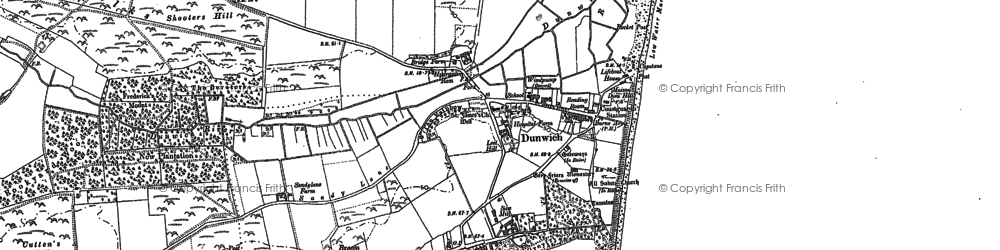 Old map of Dunwich in 1883