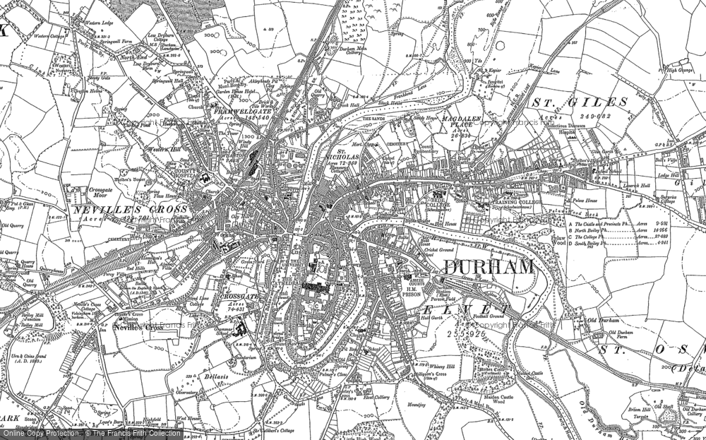 old map Durham 1898 18NW repro Castleside 