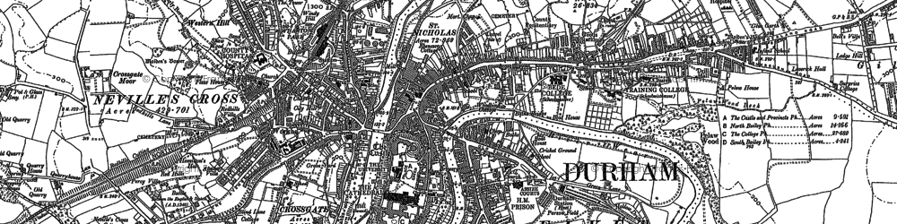 Old map of Durham in 1895