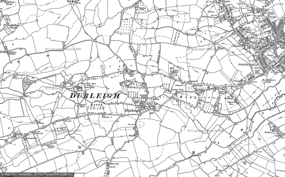 Old Map of Durleigh, 1886 - 1887 in 1886