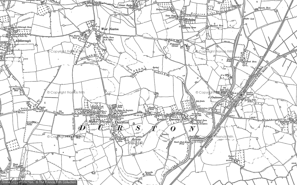 Old Map of Durston, 1886 - 1887 in 1886