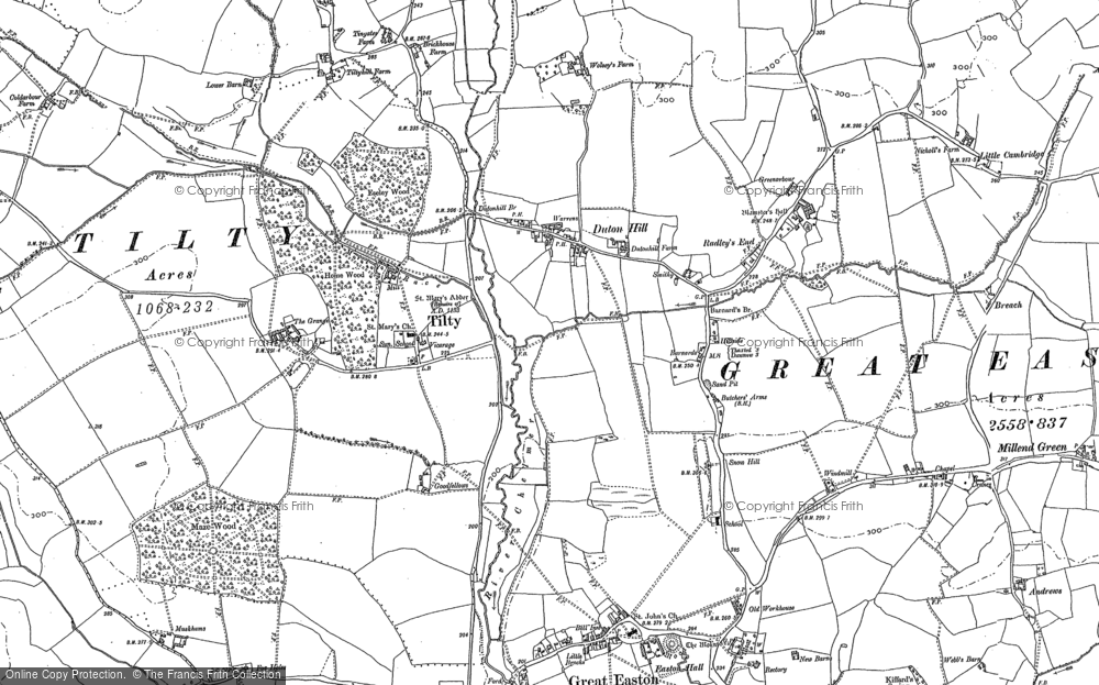Old Map of Duton Hill, 1876 - 1896 in 1876