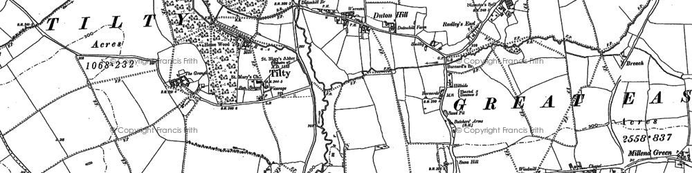 Old map of Mill End Green in 1876
