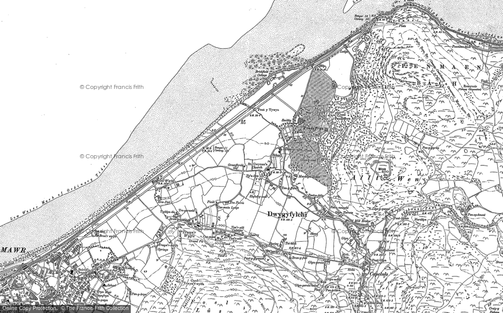 Old Map of Historic Map covering Alltwen in 1899