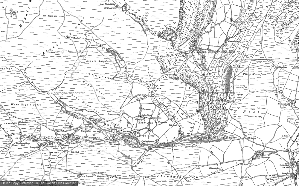 Old Map of Historic Map covering Bry yr wyn in 1885
