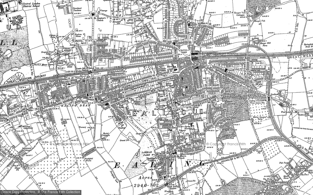 Old Map of Ealing, 1893 - 1894 in 1893