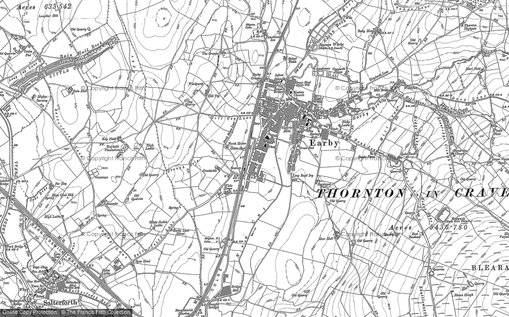 Old Map of Historic Map covering Bleara Moor in 1892