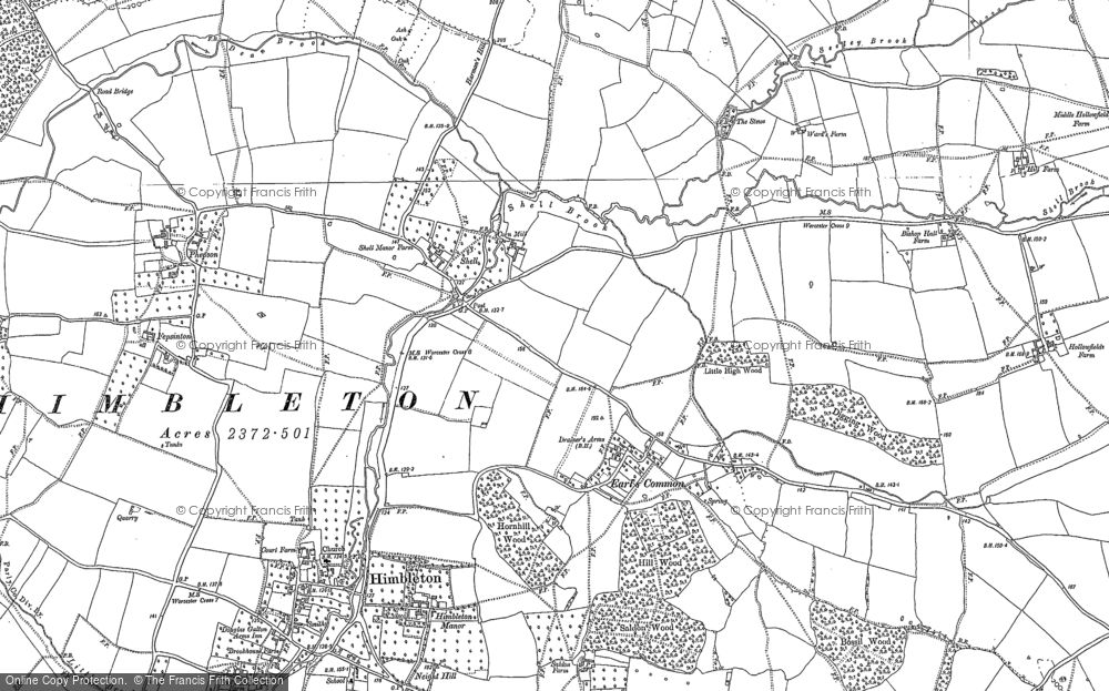 Old Map of Earl's Common, 1883 - 1903 in 1883