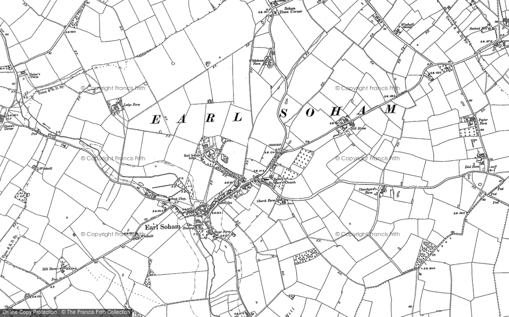 Old Map of Earl Soham, 1884 in 1884