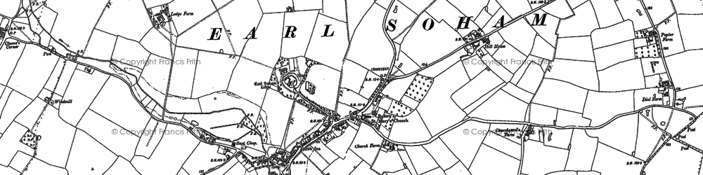 Old map of Earl Soham in 1884