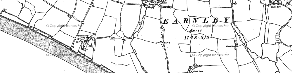 Old map of Earnley in 1898