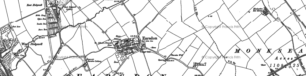 Old map of Brierdene Burn in 1895