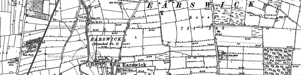 Old map of Earswick in 1891