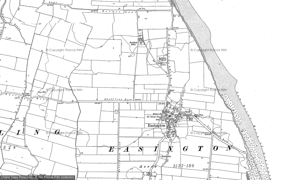 Old Map of Easington, 1908 in 1908