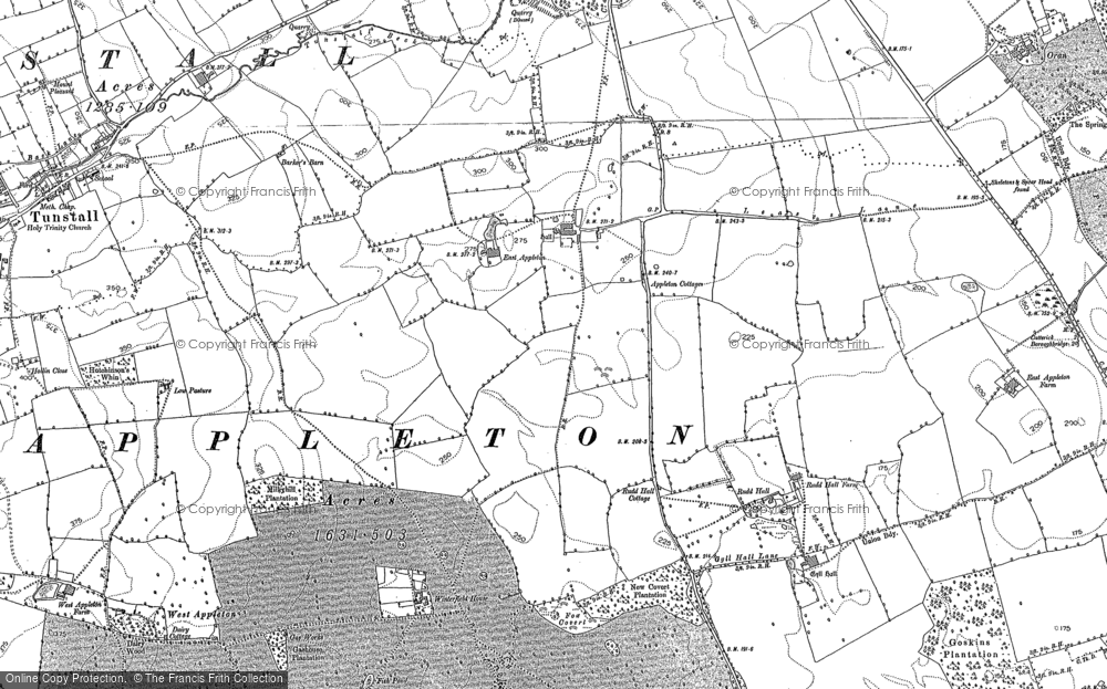 Old Map of Historic Map covering Linekiln Wood in 1891