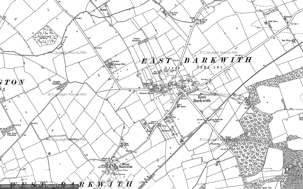 Old Map of Historic Map covering Back o' Frank's Hill in 1886