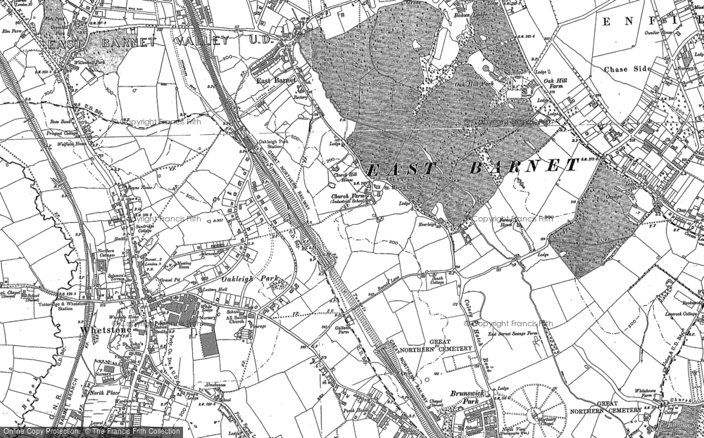 Old Map of Historic Map covering Osidge in 1895