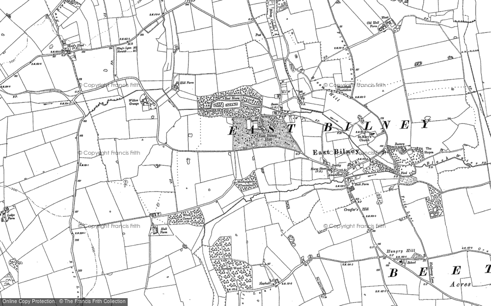 Old Map of East Bilney, 1883 in 1883