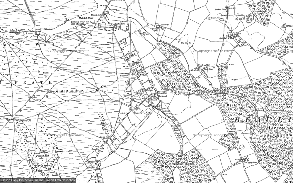 Old Map of Historic Map covering Furzey Lodge in 1895