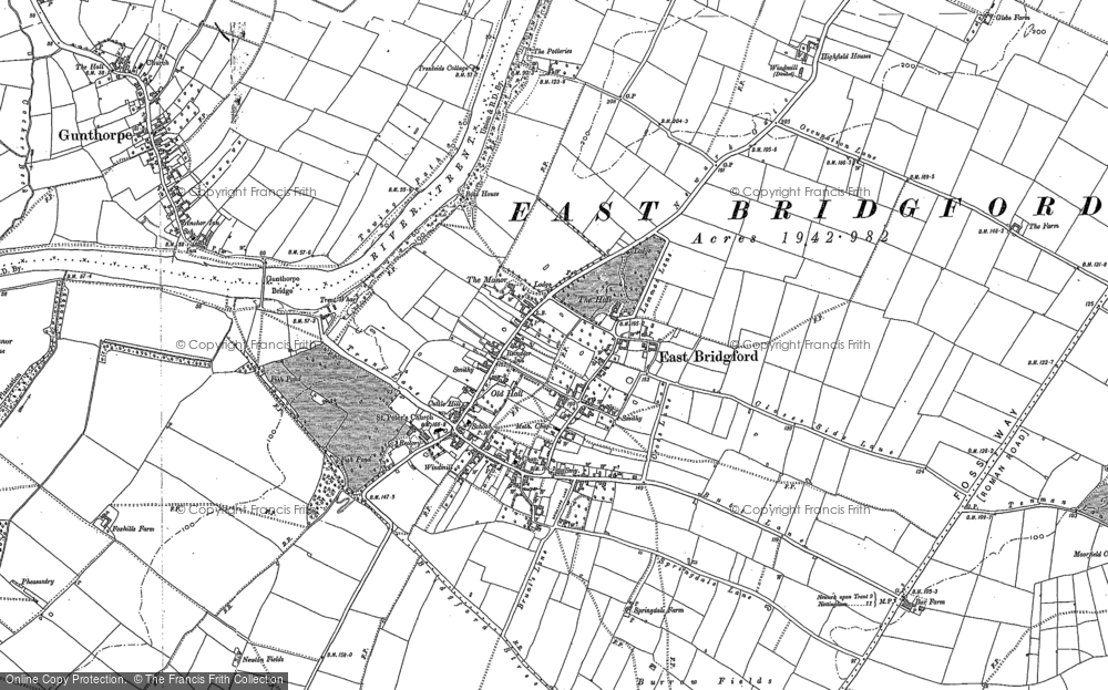 Old Map of East Bridgford, 1883 in 1883