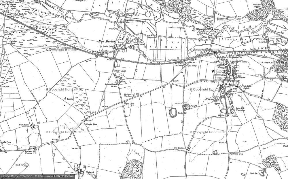 Old Map of East Burton, 1886 in 1886
