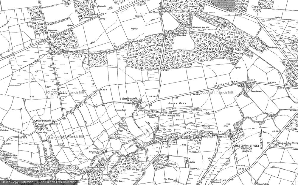 Old Map of Historic Map covering Butsfield Burn in 1895
