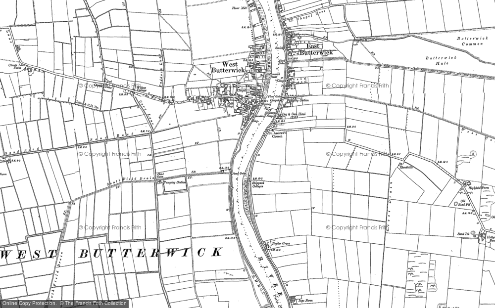 Old Map of East Butterwick, 1885 - 1905 in 1885