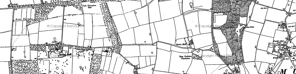 Old map of East Carleton in 1881