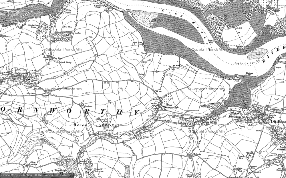 Old Map of East Cornworthy, 1886 in 1886
