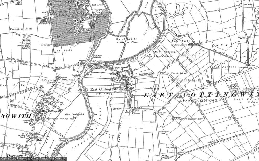 Old Map of Historic Map covering Wheldrake Ings in 1889