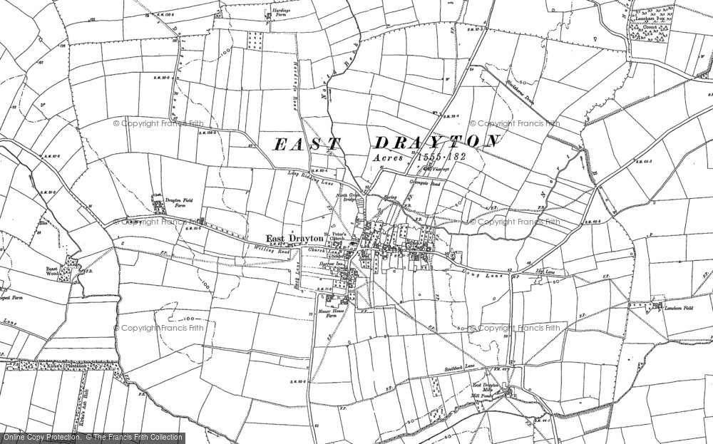 Old Map of East Drayton, 1884 in 1884