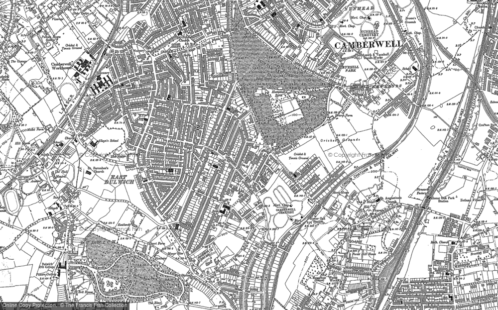Old Map of Historic Map covering Nunhead in 1894
