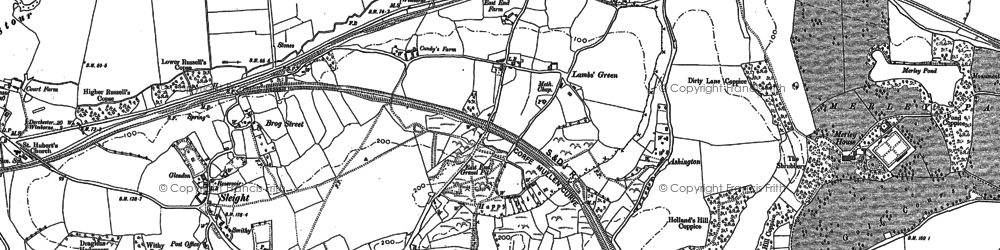 Old map of Rushcombe Bottom in 1887