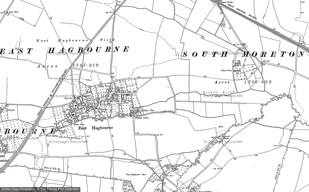 Old Map of East Hagbourne, 1898 in 1898