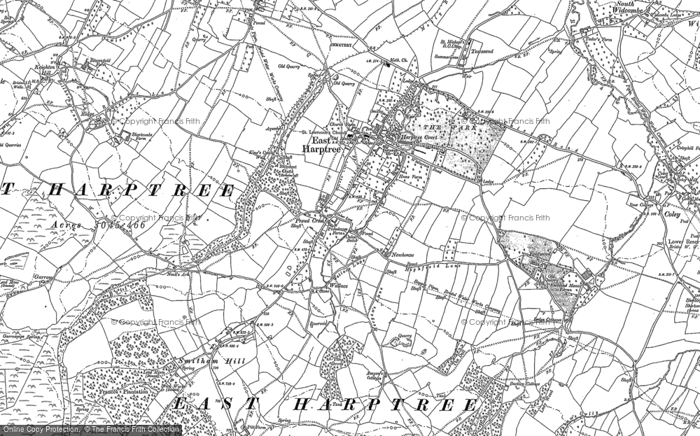 Old Map of Historic Map covering Buckley Wood in 1884