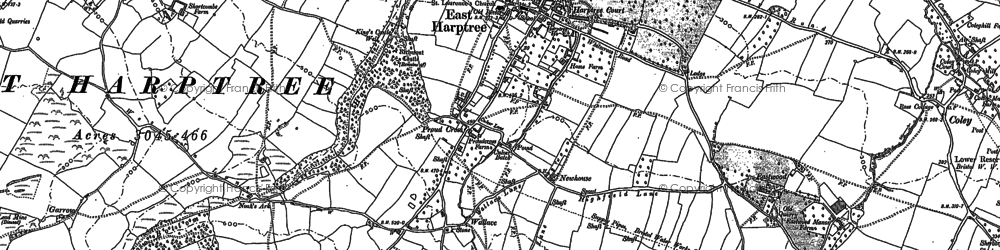 Old map of East Harptree in 1884
