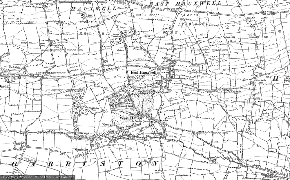 Old Map of East Hauxwell, 1891 in 1891
