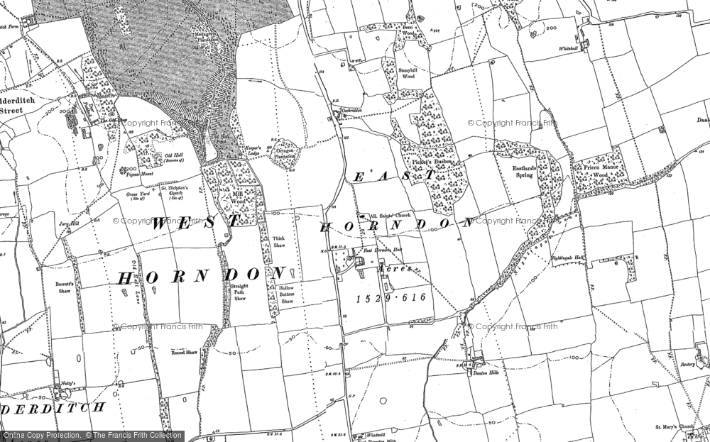 Old Map of East Horndon, 1895 in 1895