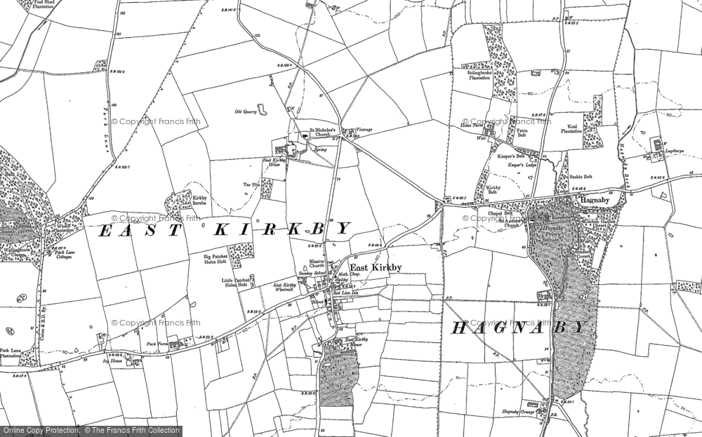 Old Map of East Kirkby, 1887 in 1887