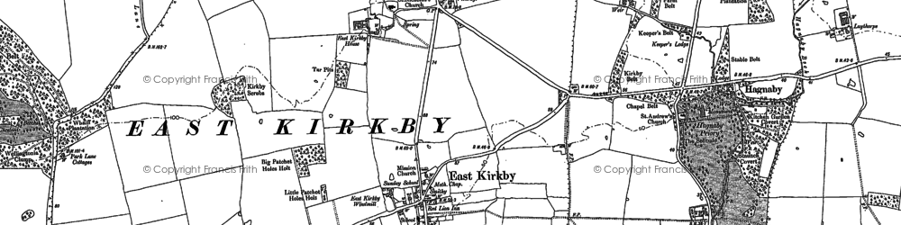 Old map of East Kirkby in 1887