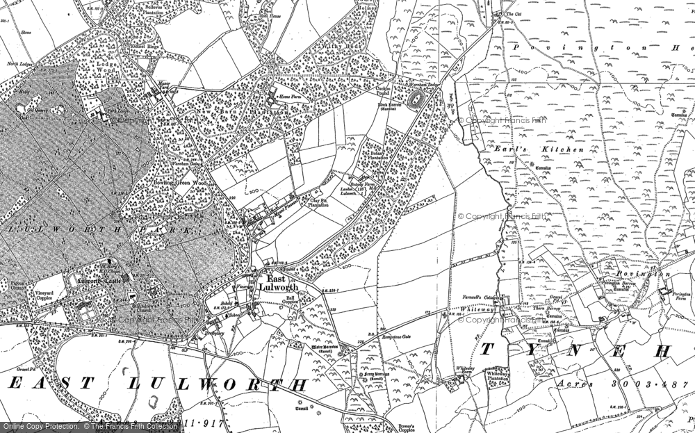 Old Map of Historic Map covering Whiteway in 1886