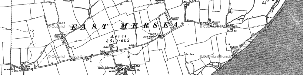 Old map of East Mersea in 1896