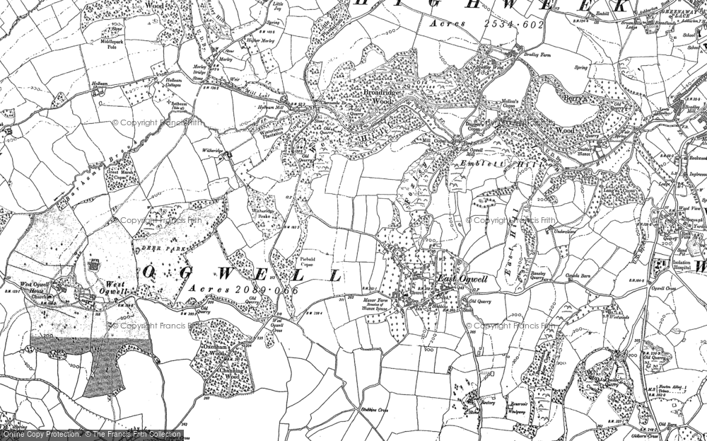 Old Map of Historic Map covering Bradley Manor in 1886