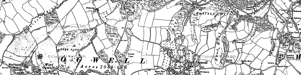 Old map of Witheridge in 1886