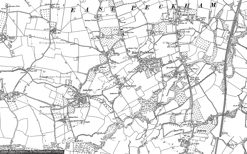 Old Map of Historic Map covering Peckham Bush in 1895