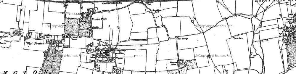 Old map of Angmering-on-Sea in 1896