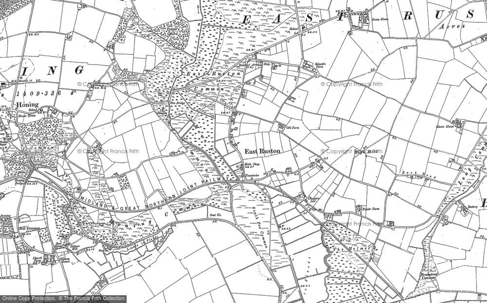 Old Map of East Ruston, 1885 - 1905 in 1885