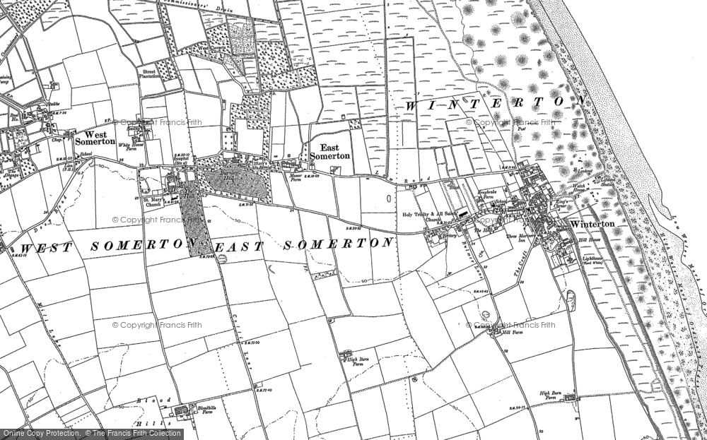 Old Map of Historic Map covering Burnley Hall in 1884